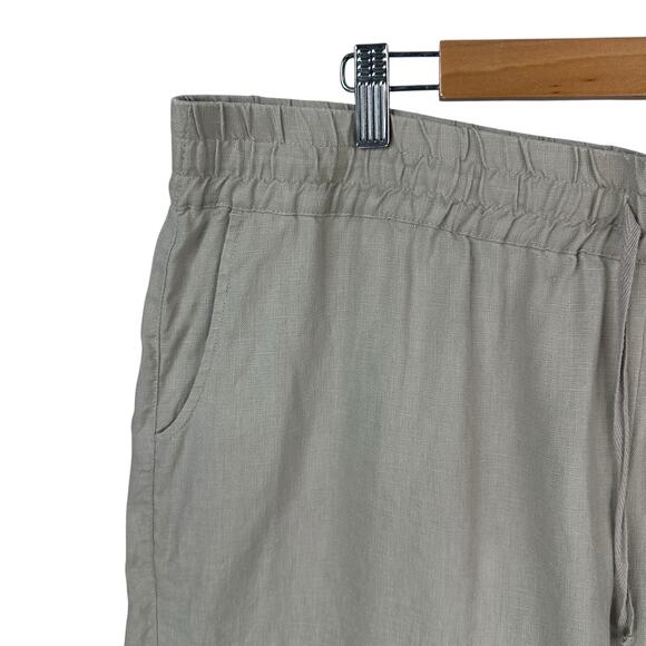 John Mark Linen Pants Womens XL Tan Khaki Cropped Lagenlook Minimalist Classic - Picture 4 of 8